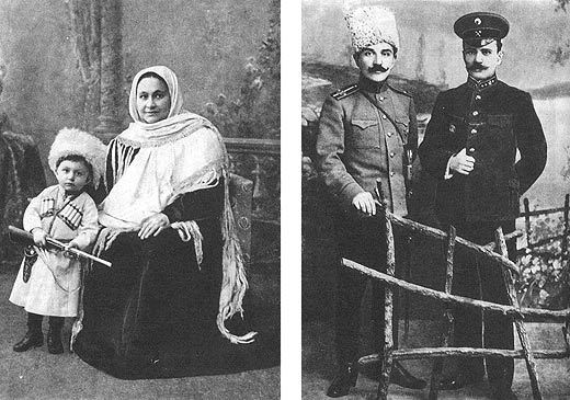 Прабабушка Батий с внуком. Дедушка Салах Аджиев (справа). Он первым в Дагестане выучился на инженера. Был министром финансов Временного правительства Дагестанской республики (1918—1920 гг.). Рядом его брат Серажудтин, офицер, не изменивший присяге. Погиб в 1921 году.